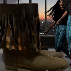 Burberry Brown Fringed Heeled Boots